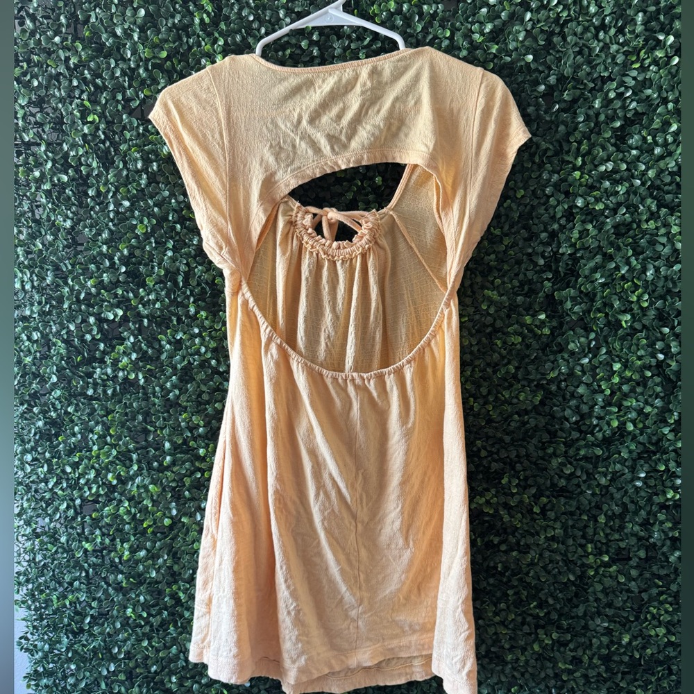 🔥5/$30🔥Free People Vivi Open Back Stretch Cotton Dress In Peach Sunrise - Picture 4 of 9